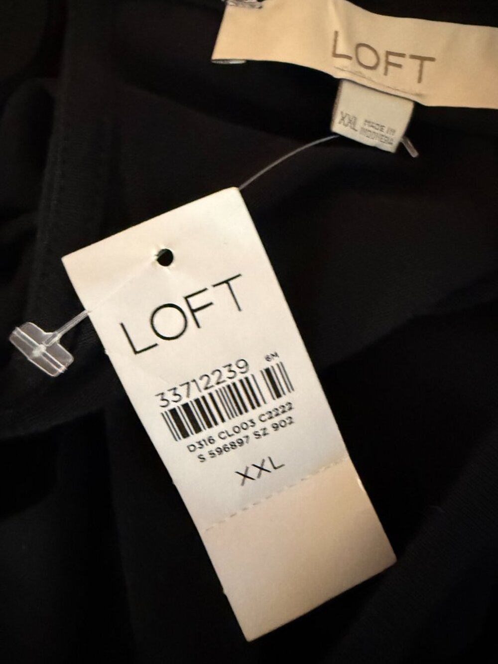 LOFT NWT Black Ruched Puff Sleeve Babydoll Shift Mini Dress | XXL - Picture 4 of 4